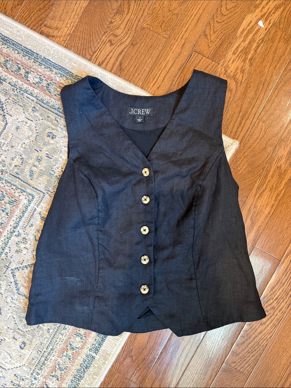 J. Crew Black Linen Vest - Picture 2 of 4